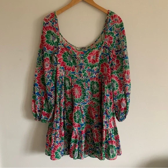 Rixo London Roxy Hibiscus Floral Long Sleeve Cotton Mini Dress, Medium - Picture 9 of 16